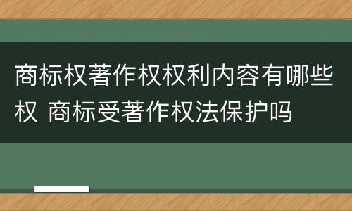 商标权著作权权利内容有哪些权 商标受著作权法保护吗