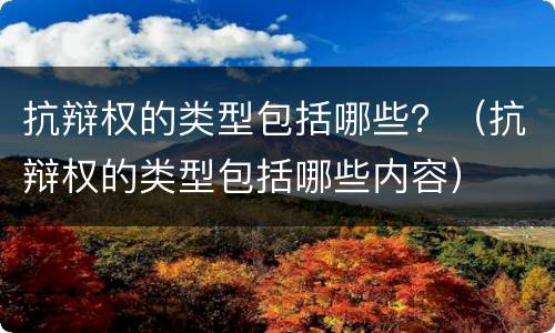 抗辩权的类型包括哪些？（抗辩权的类型包括哪些内容）