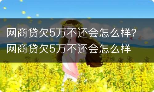 网商贷欠5万不还会怎么样？ 网商贷欠5万不还会怎么样