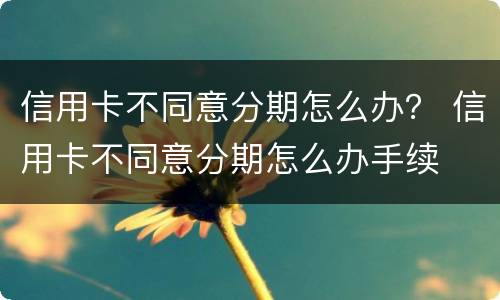 信用卡不同意分期怎么办？ 信用卡不同意分期怎么办手续