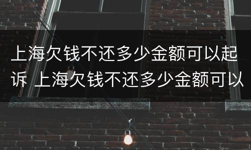 上海欠钱不还多少金额可以起诉 上海欠钱不还多少金额可以起诉对方
