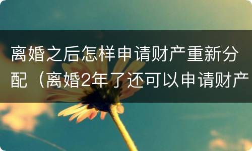 离婚之后怎样申请财产重新分配（离婚2年了还可以申请财产重新分配）