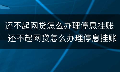 还不起网贷怎么办理停息挂账 还不起网贷怎么办理停息挂账手续