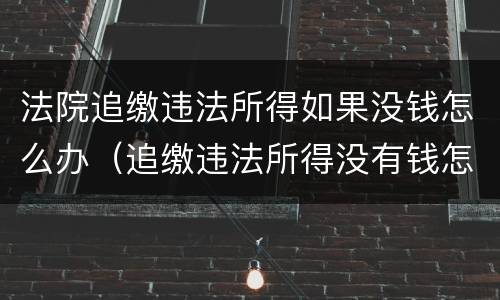 法院追缴违法所得如果没钱怎么办（追缴违法所得没有钱怎么办）