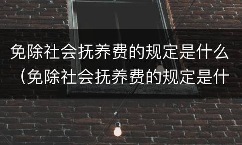 免除社会抚养费的规定是什么（免除社会抚养费的规定是什么文件）