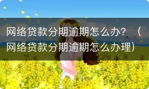 网络贷款分期逾期怎么办？（网络贷款分期逾期怎么办理）