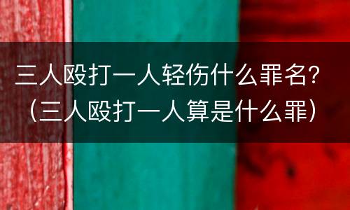 三人殴打一人轻伤什么罪名？（三人殴打一人算是什么罪）
