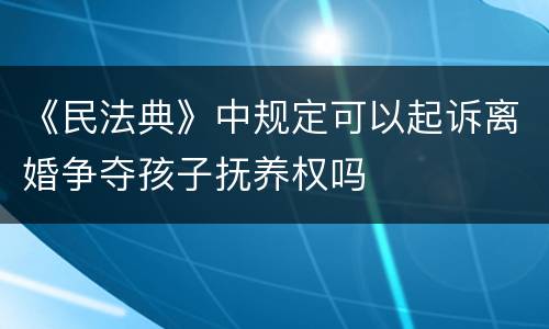 《民法典》中规定可以起诉离婚争夺孩子抚养权吗
