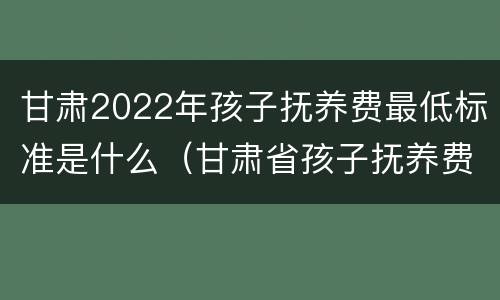 甘肃2022年孩子抚养费最低标准是什么（甘肃省孩子抚养费标准是多少）