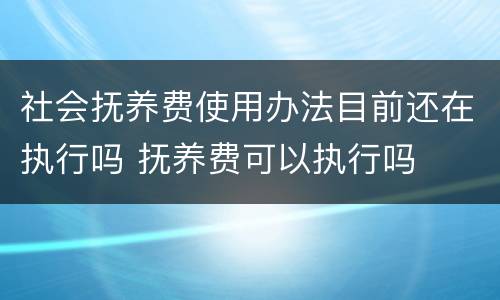 社会抚养费使用办法目前还在执行吗 抚养费可以执行吗