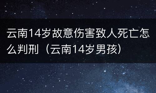 云南14岁故意伤害致人死亡怎么判刑（云南14岁男孩）
