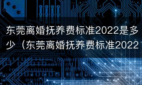东莞离婚抚养费标准2022是多少（东莞离婚抚养费标准2022是多少钱）