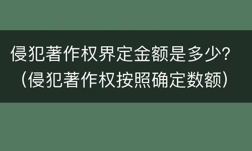 侵犯著作权界定金额是多少？（侵犯著作权按照确定数额）