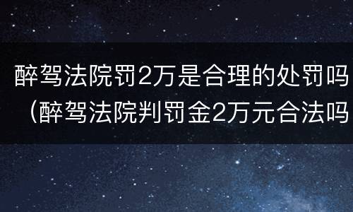 醉驾法院罚2万是合理的处罚吗（醉驾法院判罚金2万元合法吗）