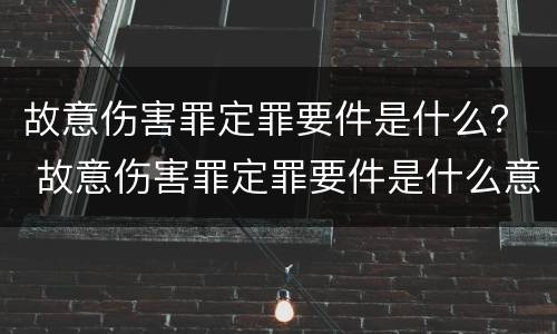 故意伤害罪定罪要件是什么？ 故意伤害罪定罪要件是什么意思