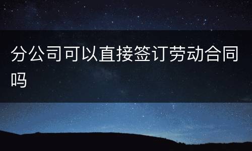 分公司可以直接签订劳动合同吗