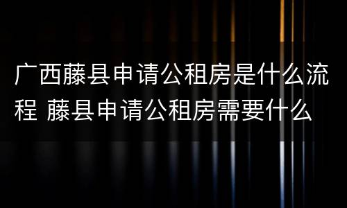 广西藤县申请公租房是什么流程 藤县申请公租房需要什么