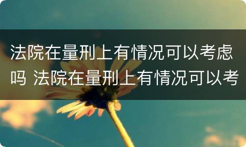 法院在量刑上有情况可以考虑吗 法院在量刑上有情况可以考虑吗