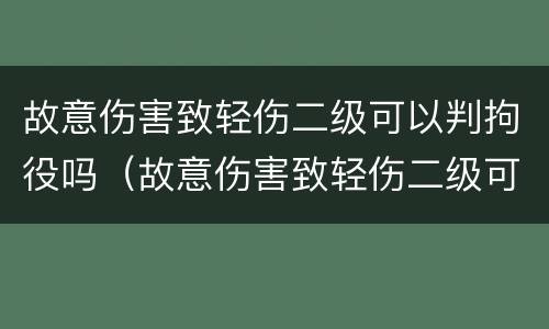 故意伤害致轻伤二级可以判拘役吗（故意伤害致轻伤二级可以判拘役吗怎么判）