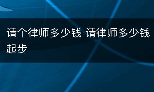 请个律师多少钱 请律师多少钱起步
