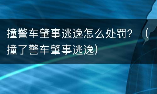 撞警车肇事逃逸怎么处罚？（撞了警车肇事逃逸）