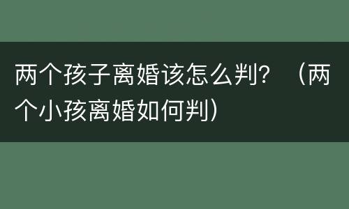两个孩子离婚该怎么判？（两个小孩离婚如何判）