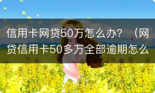 信用卡网贷50万怎么办？（网贷信用卡50多万全部逾期怎么办）