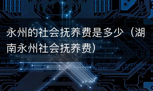 永州的社会抚养费是多少（湖南永州社会抚养费）