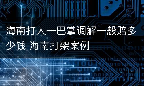 海南打人一巴掌调解一般赔多少钱 海南打架案例
