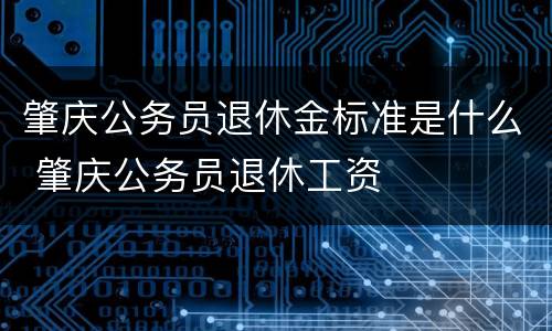 肇庆公务员退休金标准是什么 肇庆公务员退休工资