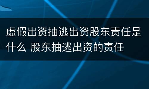 虚假出资抽逃出资股东责任是什么 股东抽逃出资的责任