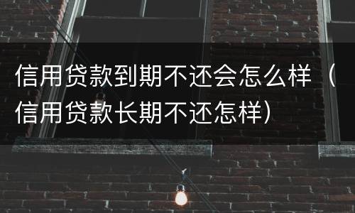 信用贷款到期不还会怎么样（信用贷款长期不还怎样）