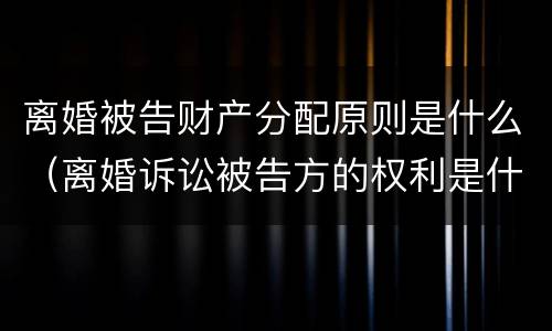 离婚被告财产分配原则是什么（离婚诉讼被告方的权利是什么）