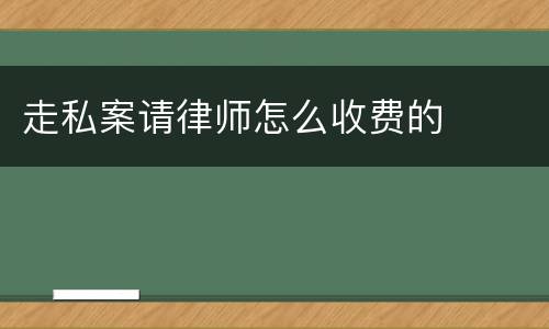 走私案请律师怎么收费的