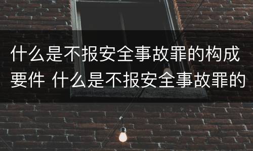 什么是不报安全事故罪的构成要件 什么是不报安全事故罪的构成要件