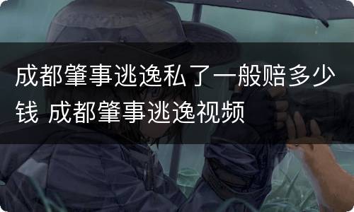 成都肇事逃逸私了一般赔多少钱 成都肇事逃逸视频