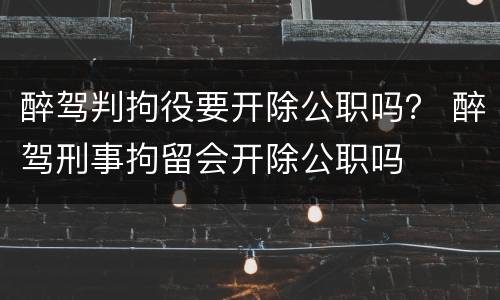 醉驾判拘役要开除公职吗？ 醉驾刑事拘留会开除公职吗