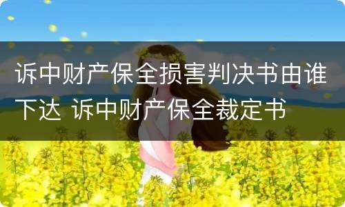 诉中财产保全损害判决书由谁下达 诉中财产保全裁定书