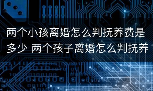 两个小孩离婚怎么判抚养费是多少 两个孩子离婚怎么判抚养费怎么算