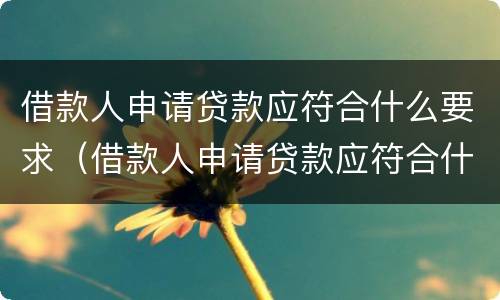 借款人申请贷款应符合什么要求（借款人申请贷款应符合什么要求呢）