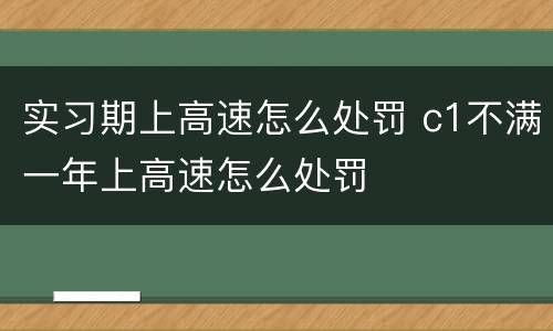 实习期上高速怎么处罚 c1不满一年上高速怎么处罚