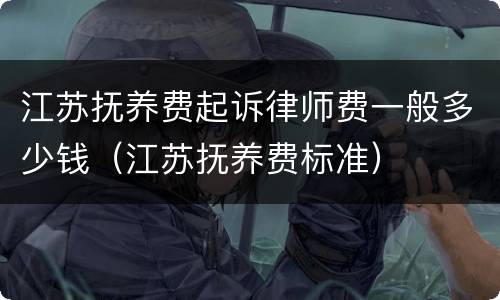 江苏抚养费起诉律师费一般多少钱（江苏抚养费标准）