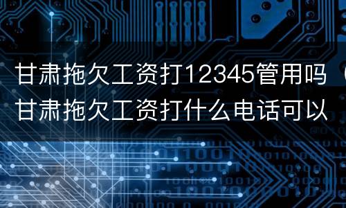 甘肃拖欠工资打12345管用吗（甘肃拖欠工资打什么电话可以解决）