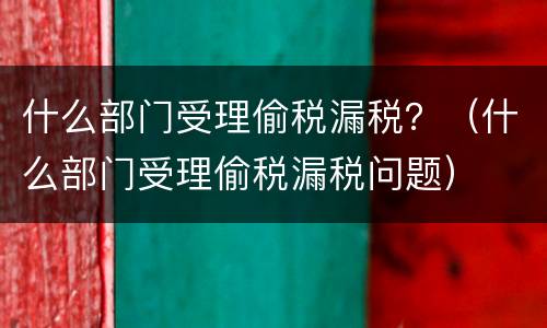 什么部门受理偷税漏税？（什么部门受理偷税漏税问题）