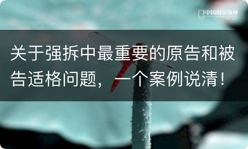 关于强拆中最重要的原告和被告适格问题，一个案例说清！