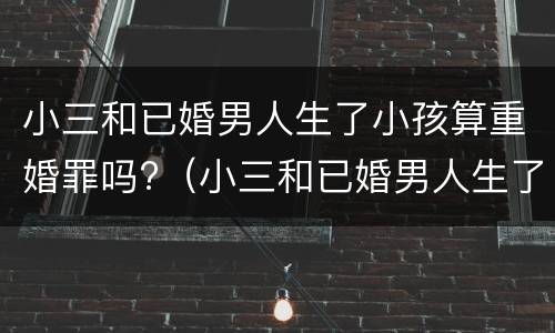 小三和已婚男人生了小孩算重婚罪吗?（小三和已婚男人生了小孩算重婚罪吗怎么判）
