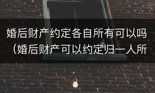 婚后财产约定各自所有可以吗（婚后财产可以约定归一人所有吗）