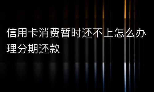 信用卡消费暂时还不上怎么办理分期还款