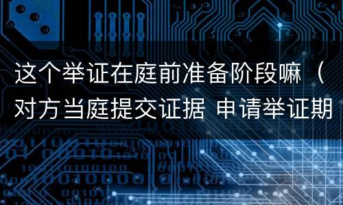 这个举证在庭前准备阶段嘛（对方当庭提交证据 申请举证期限）