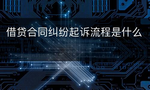 借贷合同纠纷起诉流程是什么